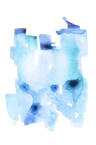 Абстрактная Живопись Синими Акварельными Мазками Белом — стоковое фото