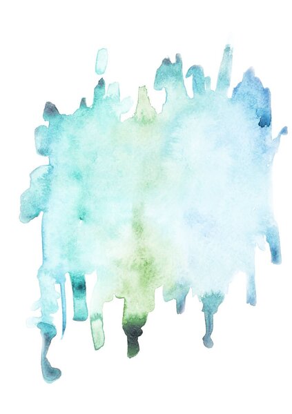 Peinture Abstraite Avec Taches Peinture Bleue Traits Sur Blanc — Photo