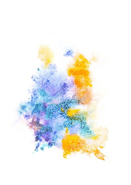 Abstract painting with bright colorful paint spots on white 
