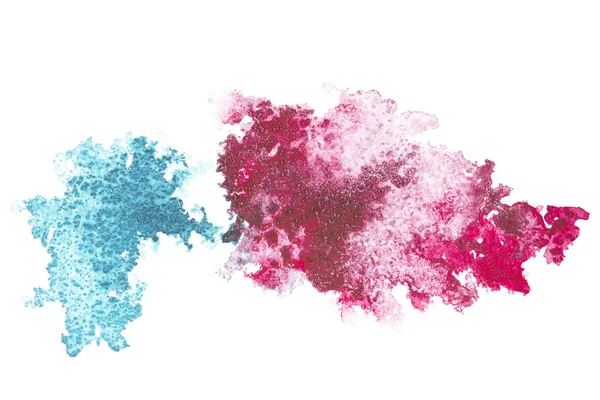 Pintura Abstrata Com Manchas Tinta Azul Rosa Sobre Branco — Fotografia de Stock