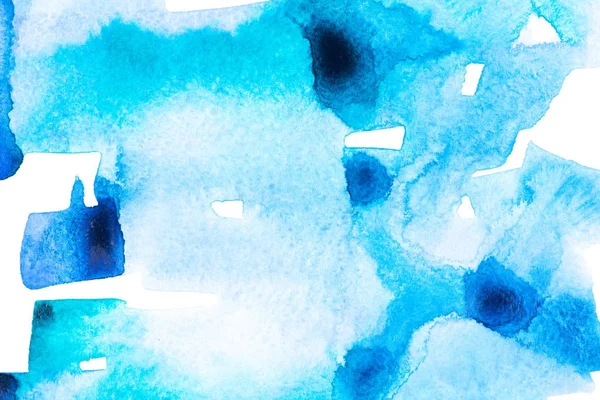 Pintura Abstracta Con Manchas Pintura Azul Oscuro Claro Sobre Blanco —  Fotos de Stock