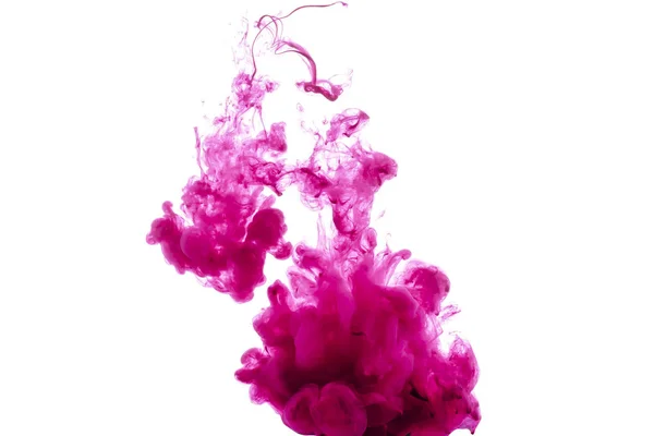 Close View Bright Pink Paint Splashes Isolated White — Stock Photo, Image