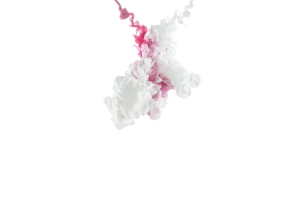 Close View Pink Paint Splashes Isolated White — Stock Photo, Image