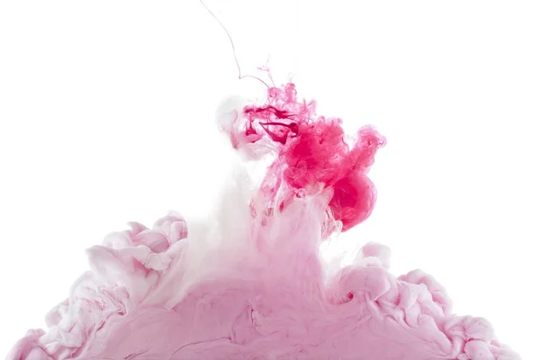 Close View Pink Paint Splashes Isolated White — Stock Photo, Image