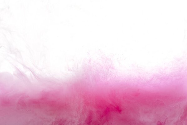 вид всплеска розовых чернил, изолированного на белом
