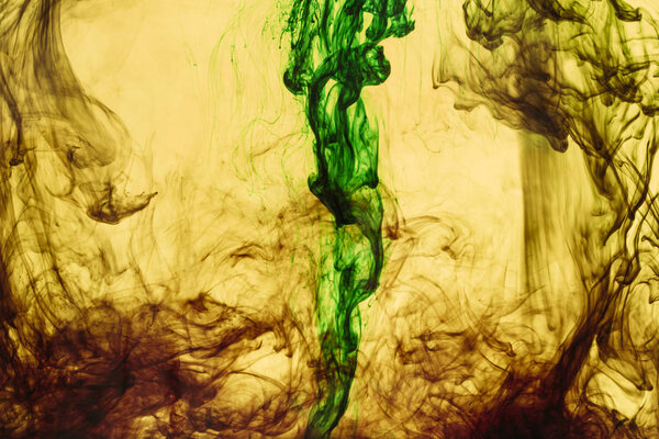 Полная рамка из желтой и зеленой краски брызги и вихри
