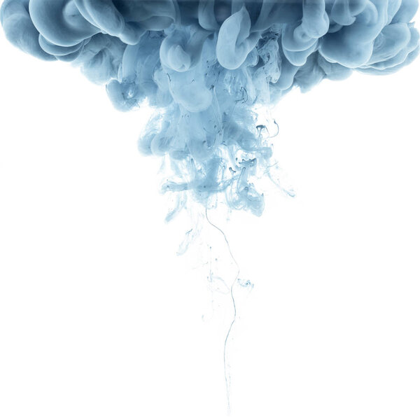 close up view of grey ink splash isolated on white