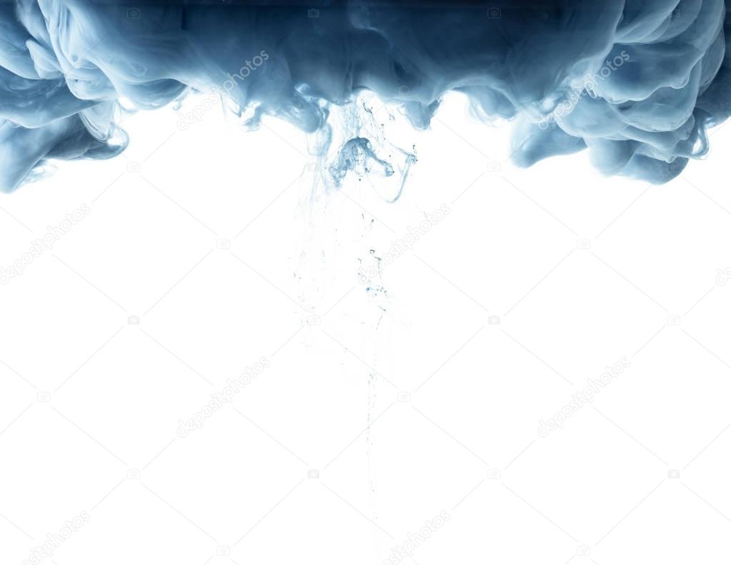 close up view of grey ink splash isolated on white