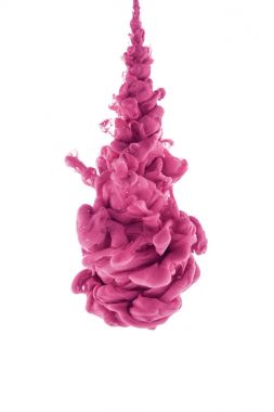 pembe boya splash su, üzerinde beyaz izole