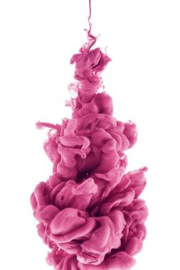 pembe boya splash su, üzerinde beyaz izole