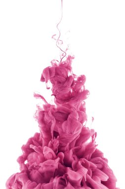 pembe boya splash su, üzerinde beyaz izole
