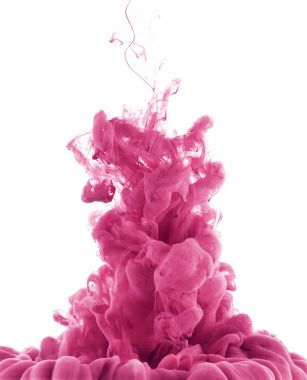 pembe boya splash su, üzerinde beyaz izole