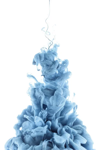 Close View Blue Paint Splash Water Isolated White — Stock Photo, Image