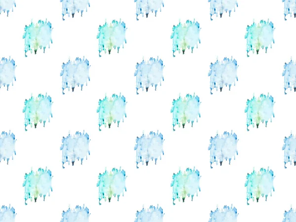 Seamless Pattern Blue Watercolor Paint Spots Isolated White — Free Stock Photo