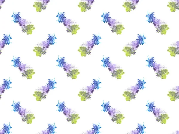 Seamless Pattern Blue Green Purple Watercolor Paint Spots Isolated White — Stock Photo, Image