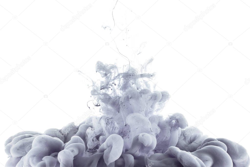 splash of grey paint, isolated on white, black and white