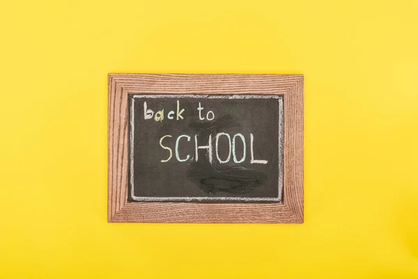 Top View Back School Inscription Chalk Board — Stock Photo, Image
