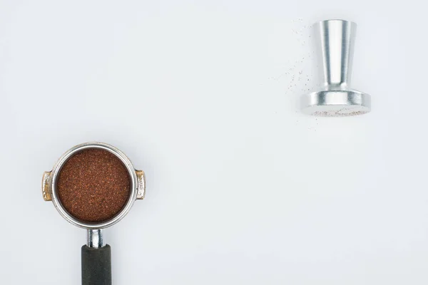 Ovanifrån Kaffe Tamper Isolerad Vit — Stockfoto