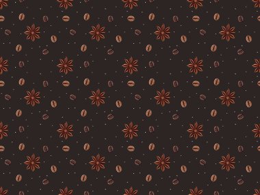 kahve çekirdekleri ve izole kahverengi üzerine anason yıldız ile Seamless Modeli  