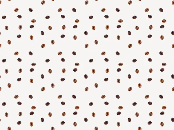 Ansicht Von Oben Nahtlose Muster Aus Kaffeebohnen Isoliert Auf Weiß — Stockfoto