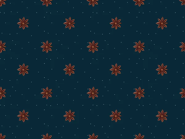 top view of seamless pattern from anise stars isolated on dark blue background