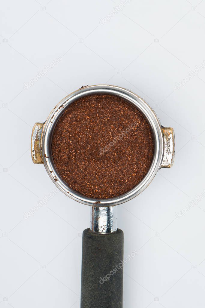 top view of coffee tamper isolated on white