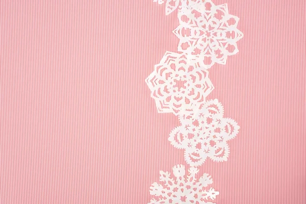 Fondo Navidad Con Copos Nieve Papel Decorativo Rosa — Foto de Stock