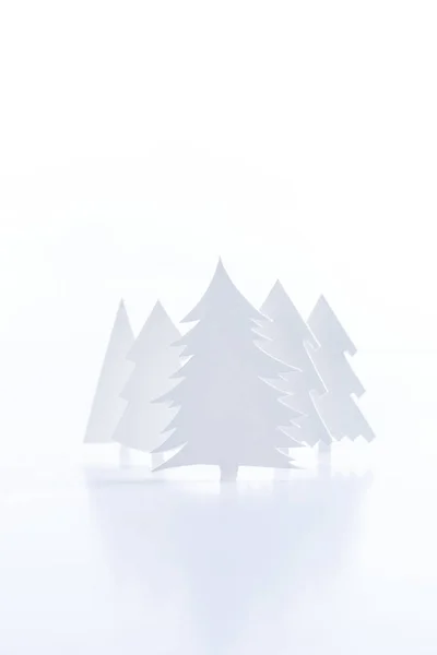 White Paper Christmas Trees Isolated White — Stock Photo, Image
