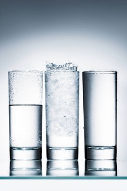 satır ve bir yansıtıcı yüzeyi buzlu su bardak