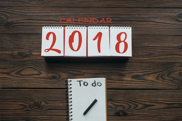 Vista Superior Del Calendario 2018 Cuaderno Con Para Hacer Letras — Foto de Stock
