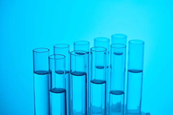 Glass Tubes Liquid Chemical Test Blue — Stock Photo, Image