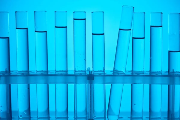 Glass Tubes Stand Chemical Analysis Blue — Stock Photo, Image