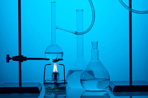 scientific analysis in modern laboratory on blue