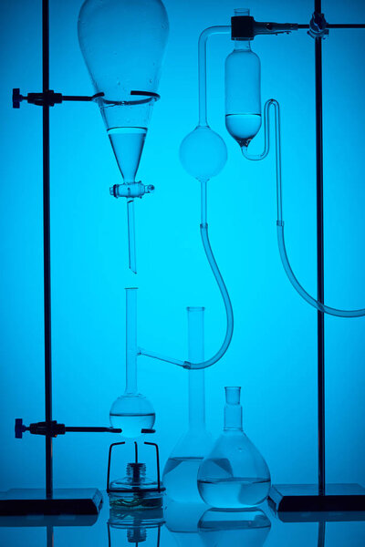 scientific analysis in modern laboratory on blue