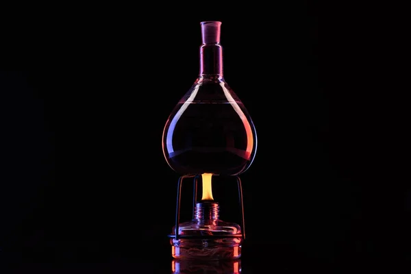 Heating Glass Jar Liquid Laboratory Black — Stock Photo, Image