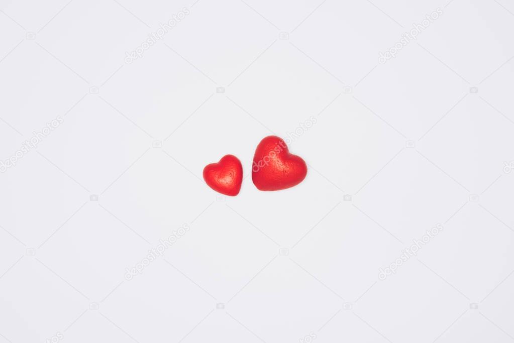 small red hearts isolated on white