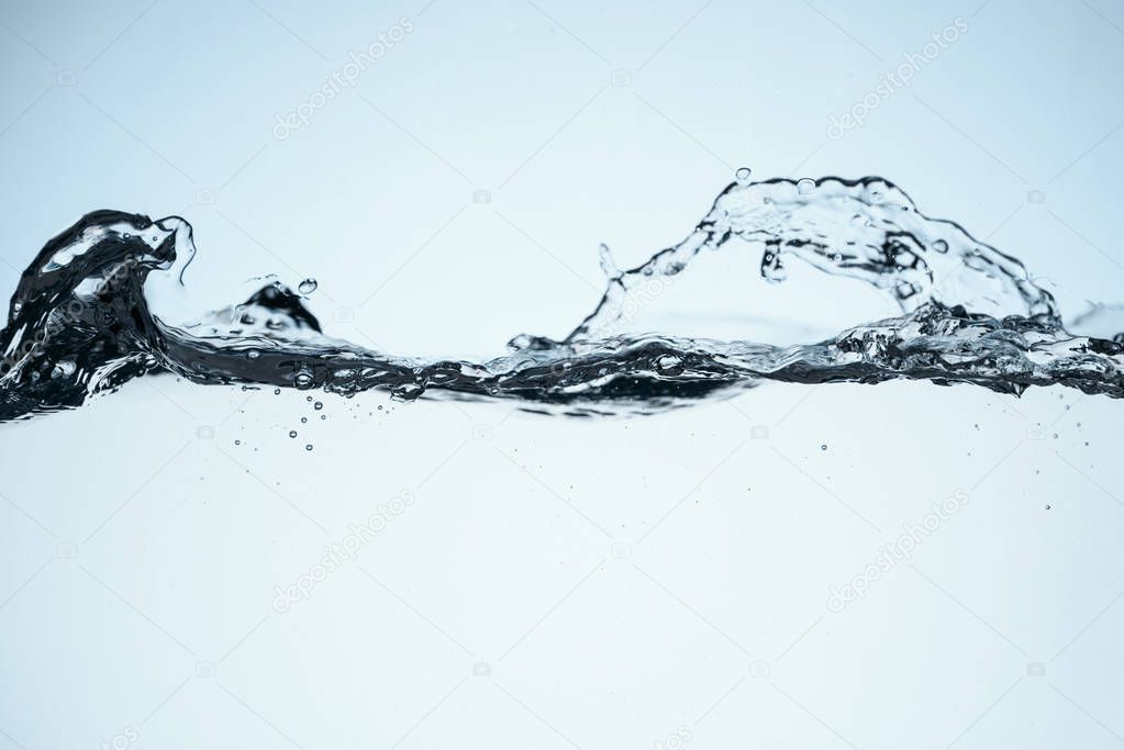 minimalistic background with clear flowing water, isolated on white