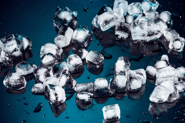 Melting Ice Cubes Black Drops — Stock Photo, Image