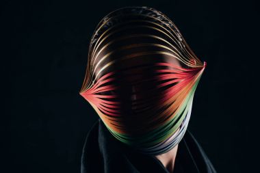 siyah izole kafa quilling renkli kağıda kadınla
