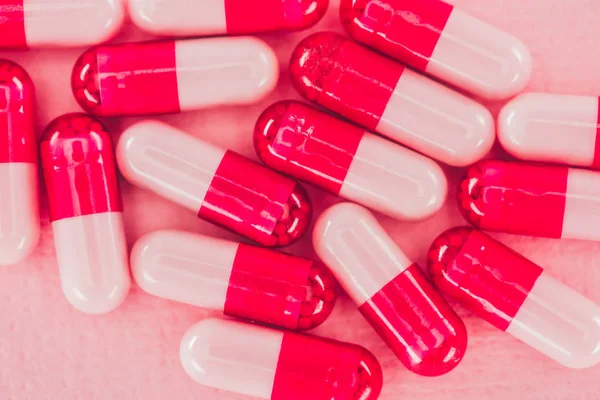 Nahaufnahme Von Pillen Auf Rosa Hintergrund — Stockfoto