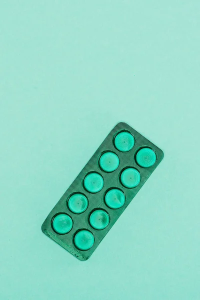 Top View Medicines Isolated Green — Stock Photo, Image