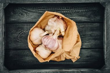 kağıt çanta alışveriş sarımsak Üstten Görünüm