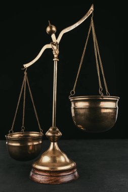 vintage justice scales isolated on black clipart