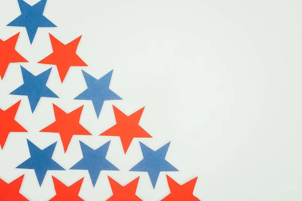 top view of arranged stars isolated on grey, presidents day concept