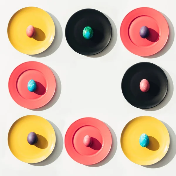 Quadro Ovos Páscoa Placas Coloridas Com Espaço Cópia — Fotografia de Stock Grátis