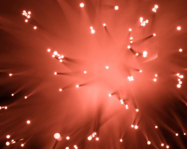 Üstten Görünüm kırmızı bulanık parlayan, fiber optik doku 