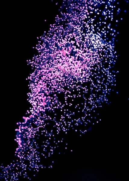 Блестящие Фиолетовые Волокна Оптики Темном Фоне Выглядит Созвездие Пространстве — стоковое фото