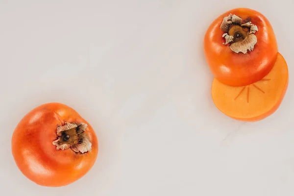 Top View Persimmons Isolated White — Stock Photo, Image