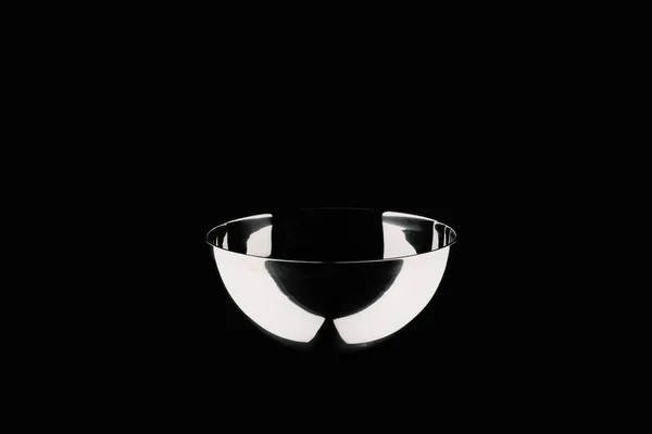 One Empty Shining Bowl Isolated Black — Stock Photo, Image