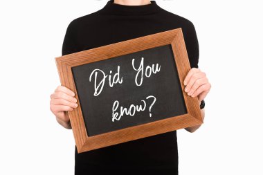 Kısmi kurulu yazı ile yaptığın tutan kadın görünümünü biliyorum izole üzerinde beyaz